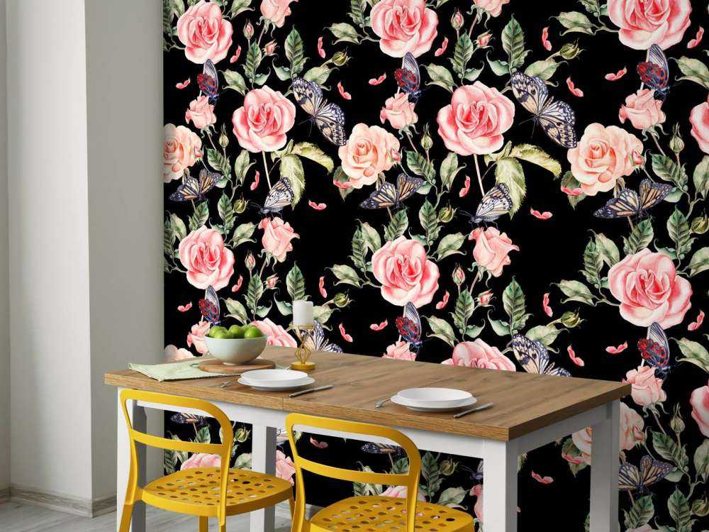 Flowers and butterflies in watercolour