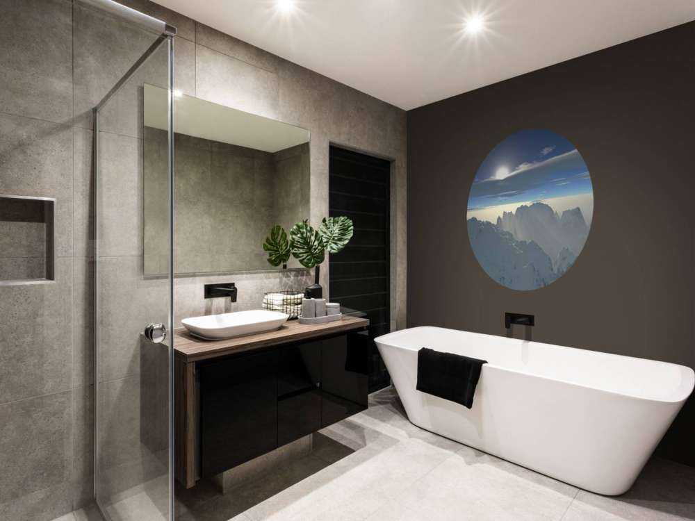 Snowy mountain peaks panorama