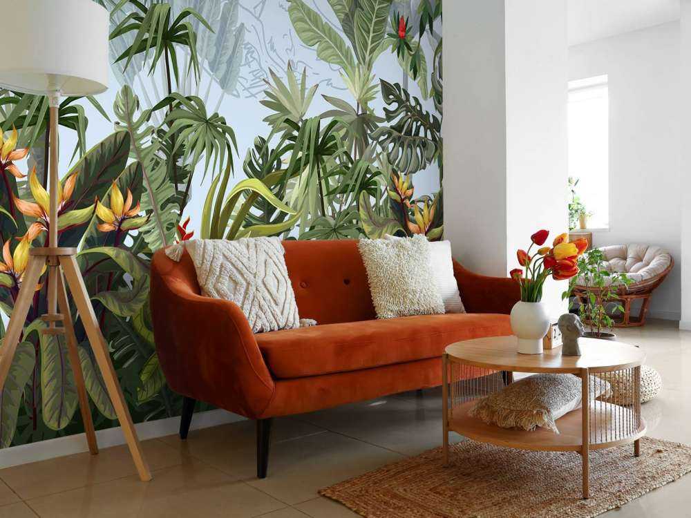 Jungle trees and flowers