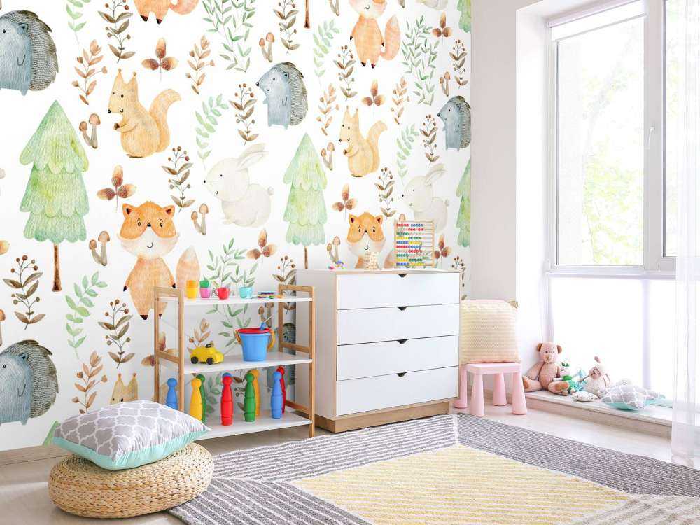 Watercolor forest animals