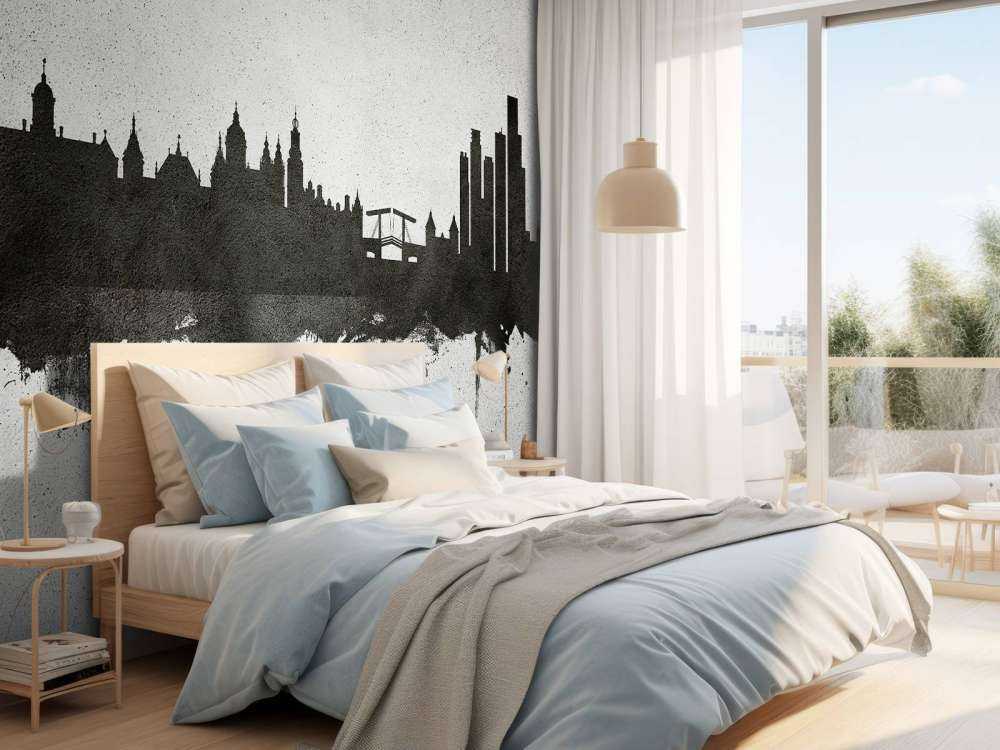 Watercolor skyline, Amsterdam