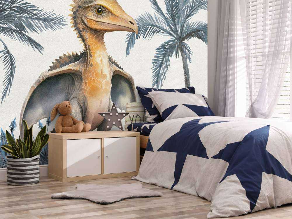 Baby pteranodon in the blue jungle