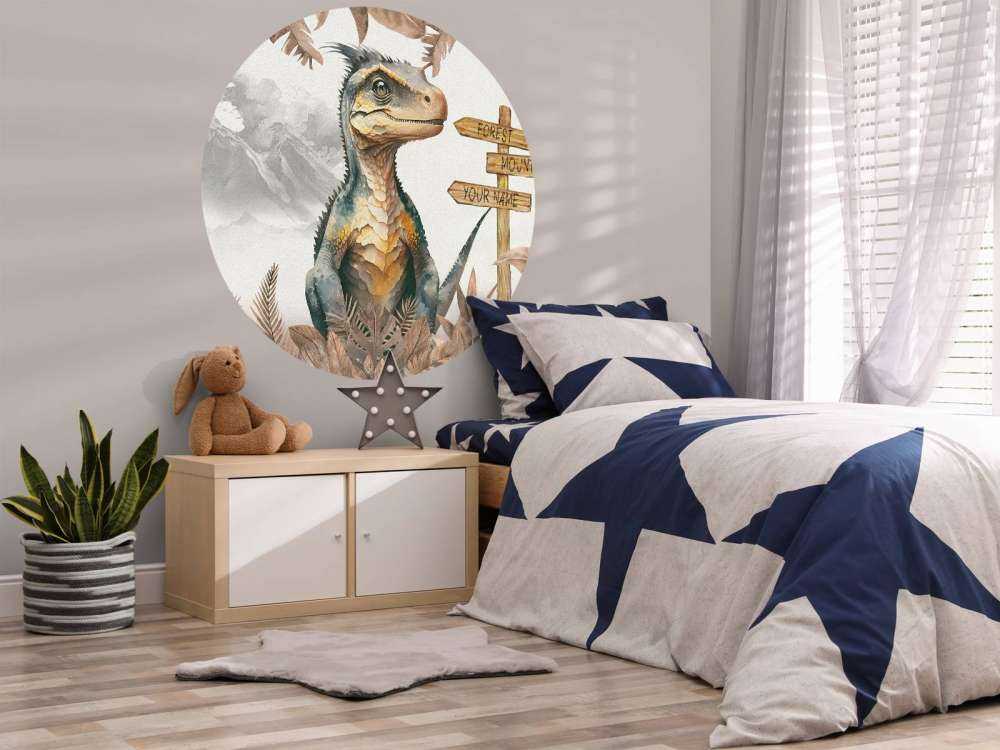 Baby velociraptor in the taupe jungle