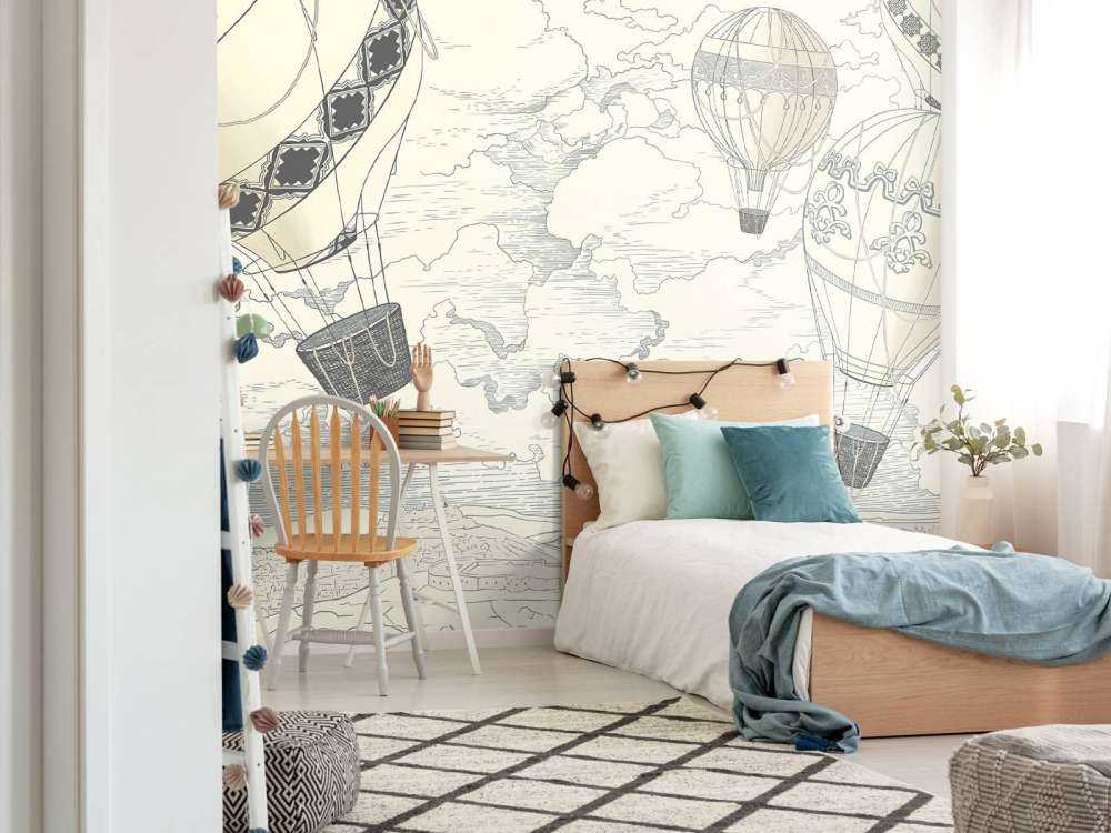 White modern hot air balloons