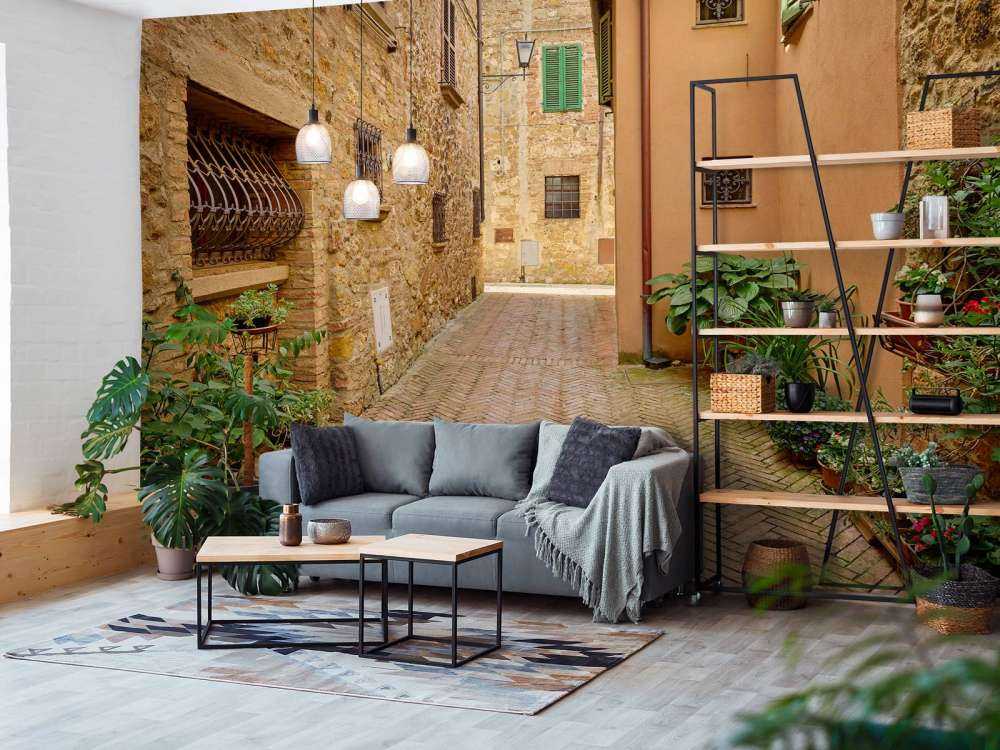 Street with plants and flowers