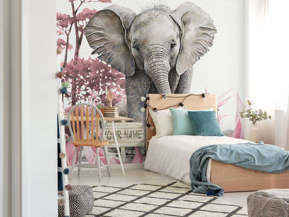 Elephant in the jungle pink