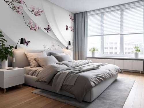 White 3D background with graceful blossom