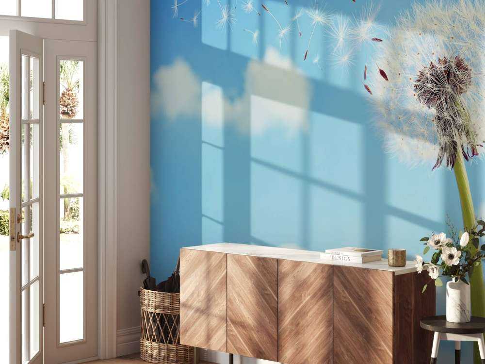 Flying dandelion seeds