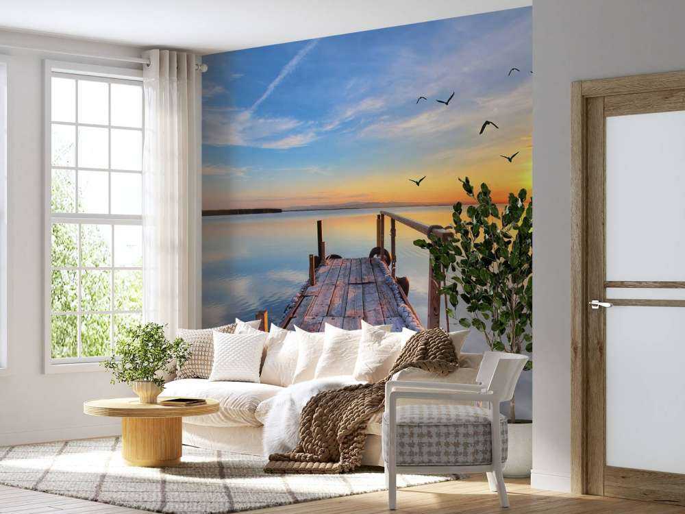 Birds above the sea