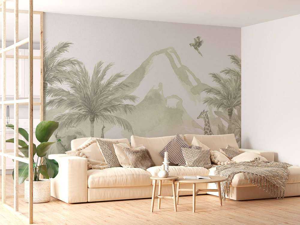 Jungle animals in green