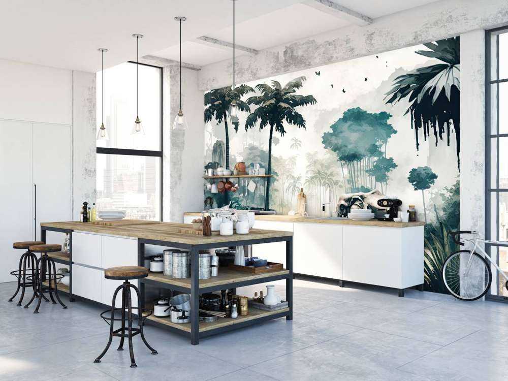 Tropical jungle in watercolor style