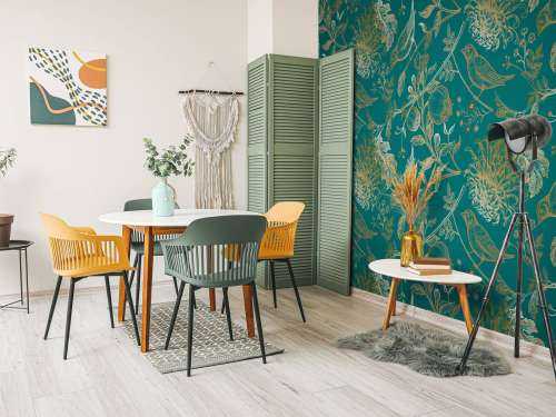 Chrysanthemum and bird pattern