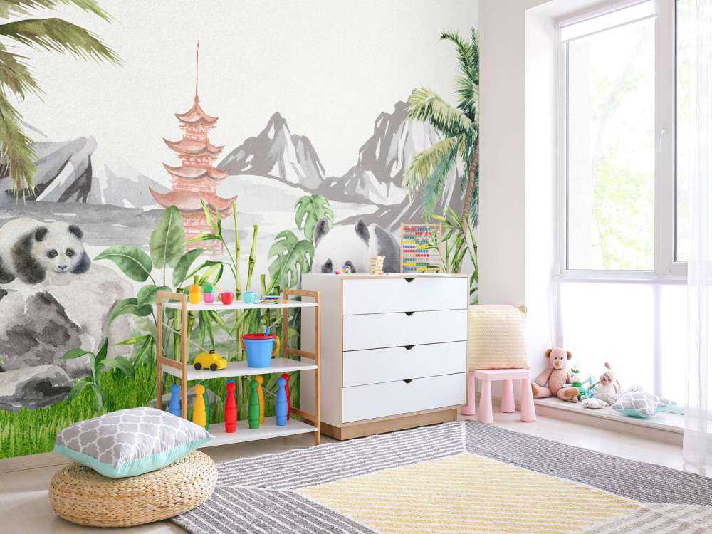 Pandas in bamboo jungle