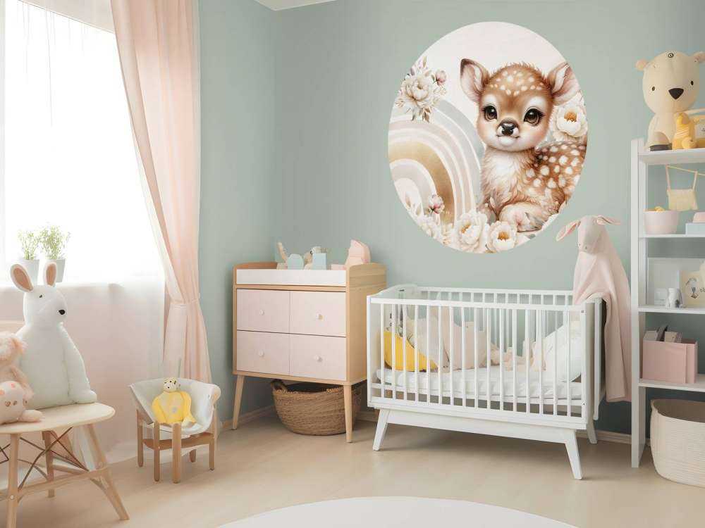 Dear little deer and golden rainbow