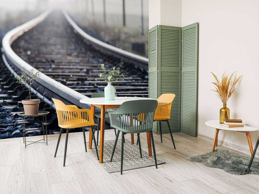 Train track in the morning mist