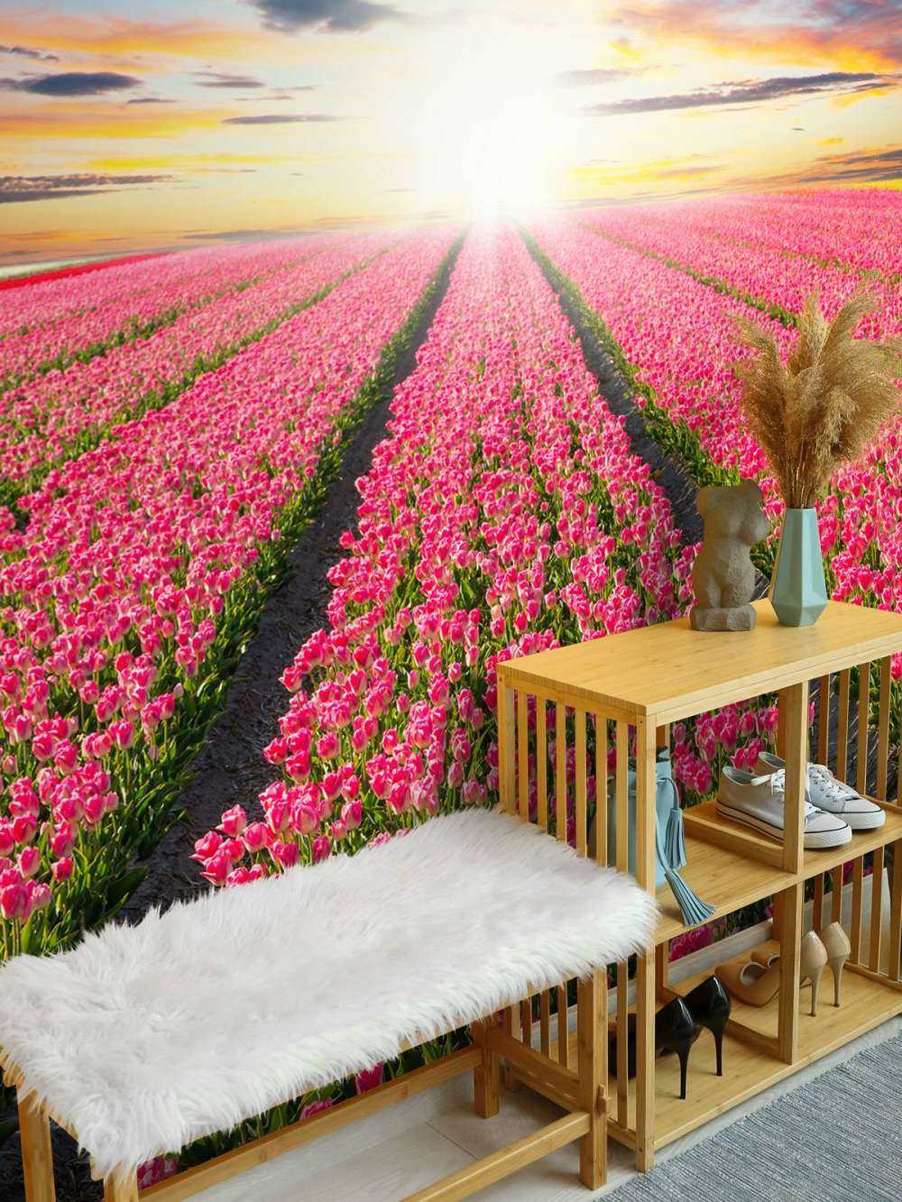 Tulips with rising sun