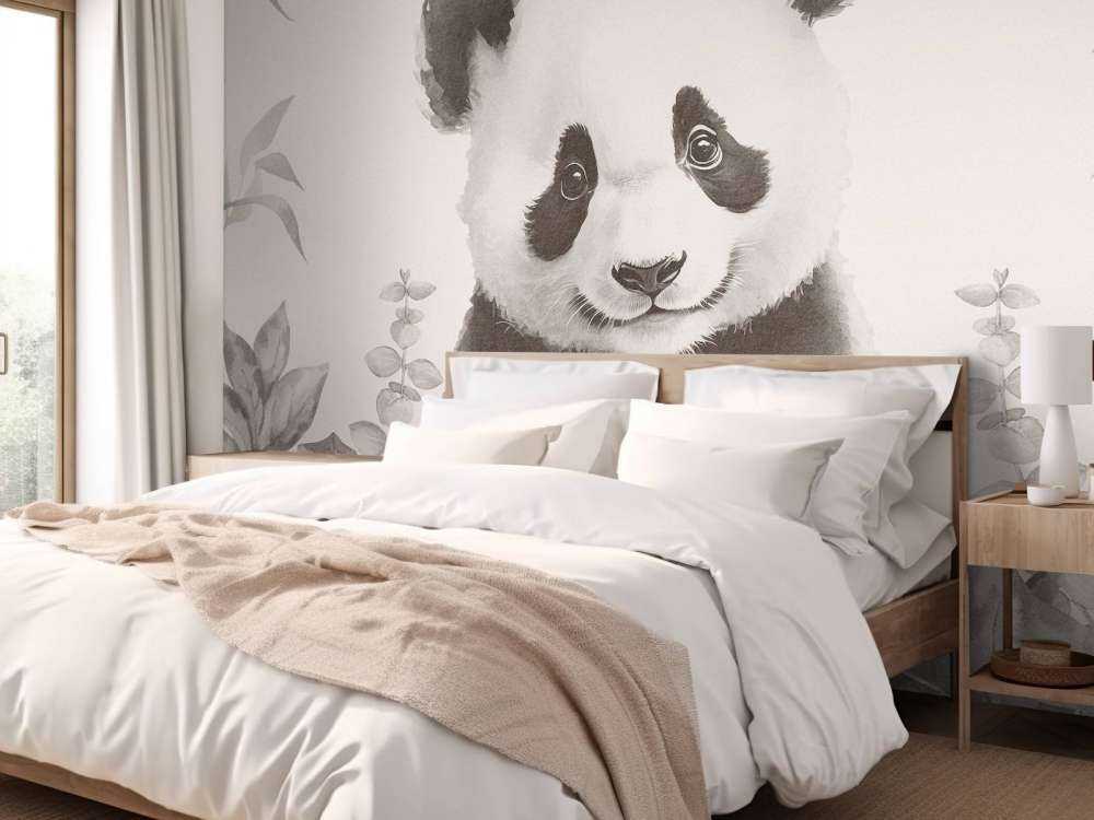 Baby panda in the jungle beige