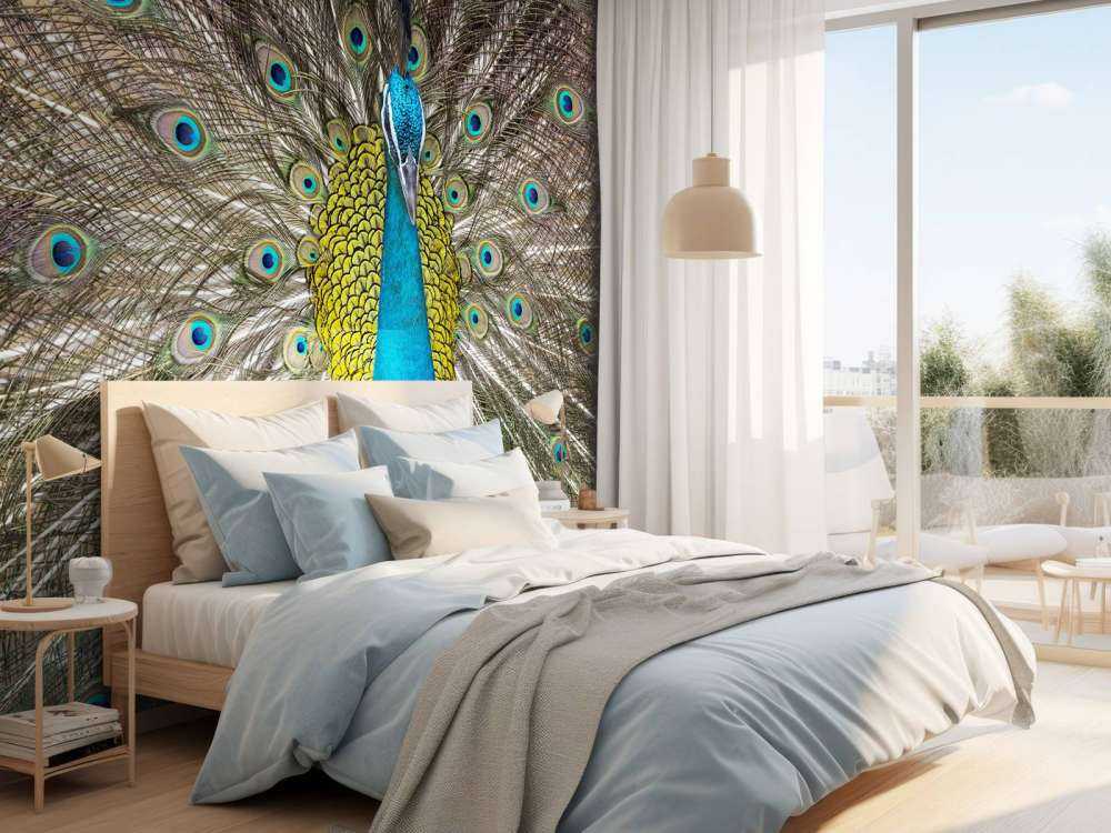 Peacock with stuffed feathers