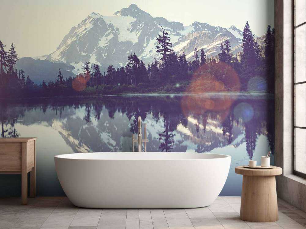 Mountain lake with forest