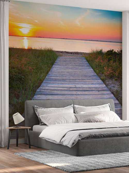Beach and wooden road