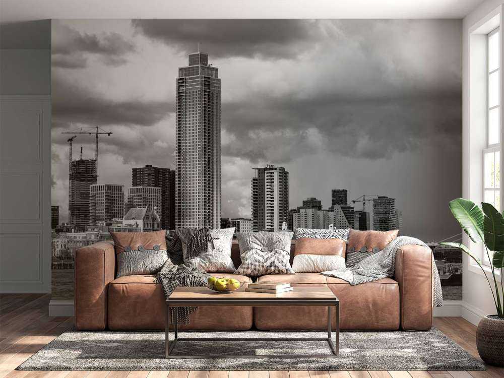 Skyline Rotterdam (Westerkade) from Katendrecht (black and white) 