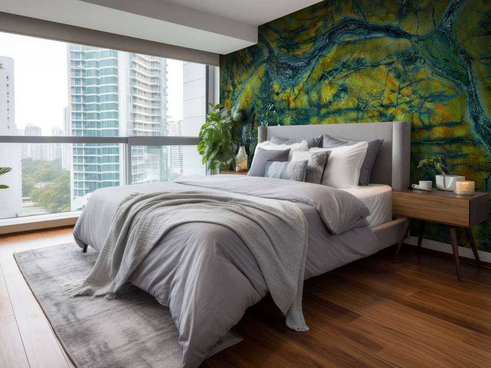 Green marble with orange