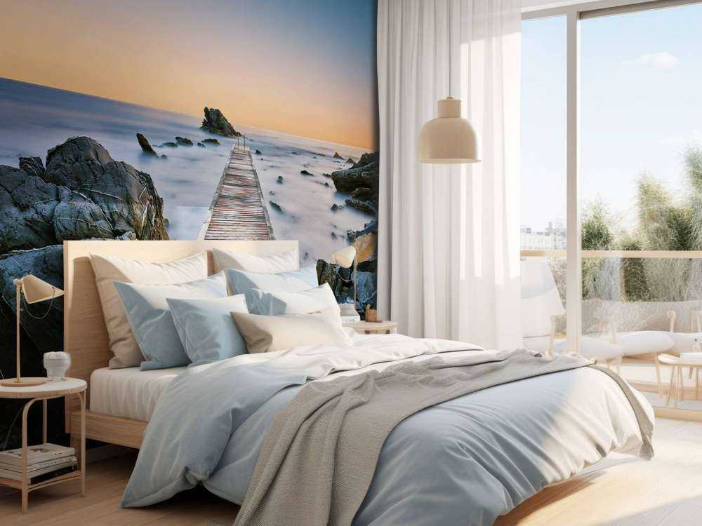 Jetty at rocky coast