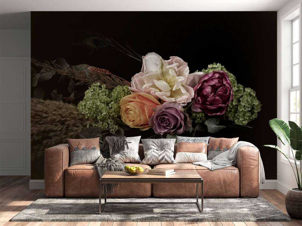 Peacock feather flower bouquet