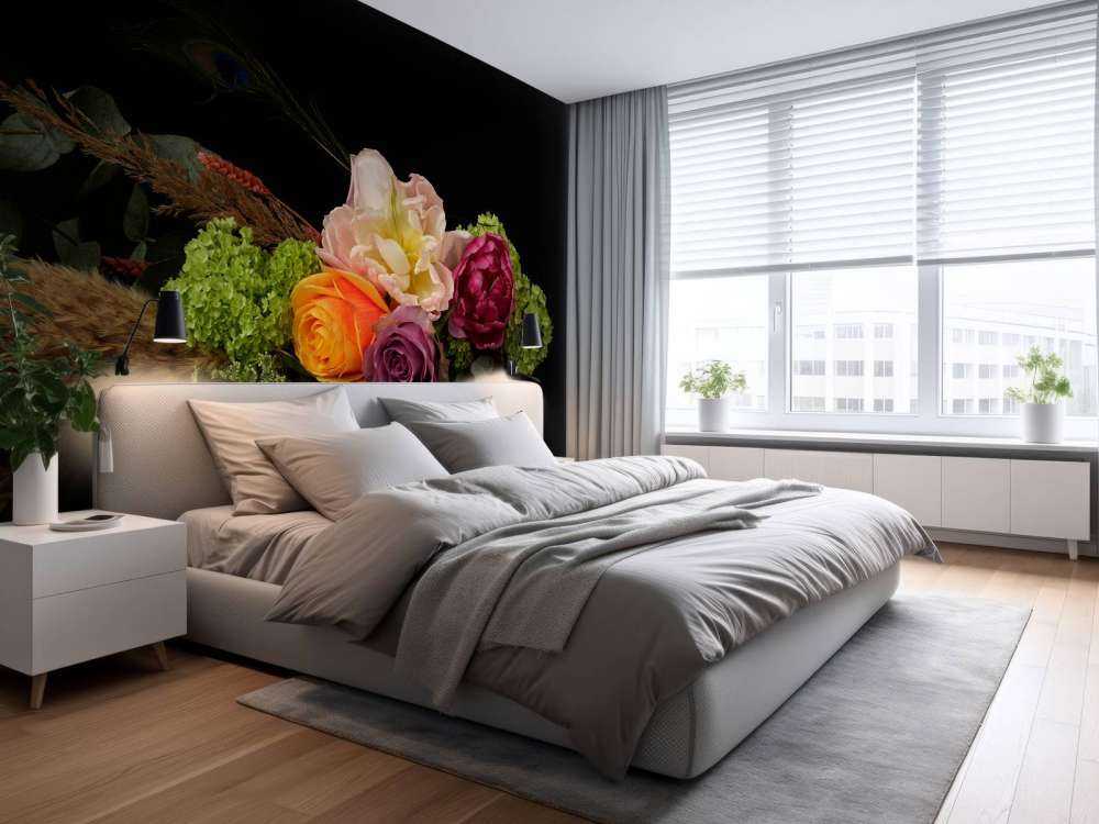 Flower bouquet with feather