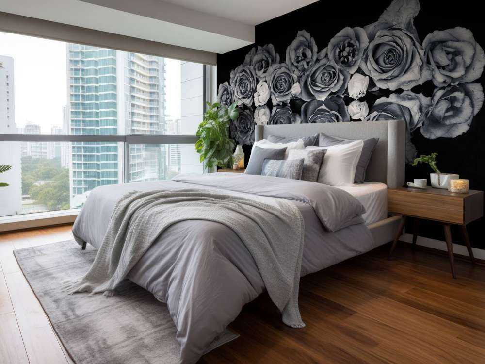 Roses bouquet black and white