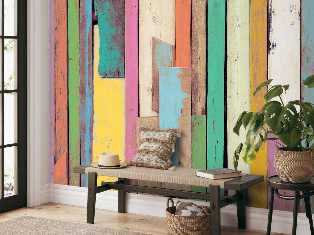 Colored demolition wood