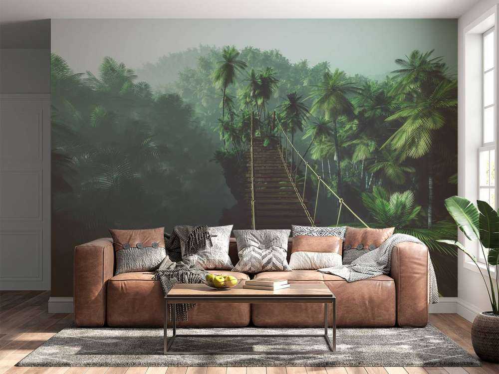 Rope bridge in the mist