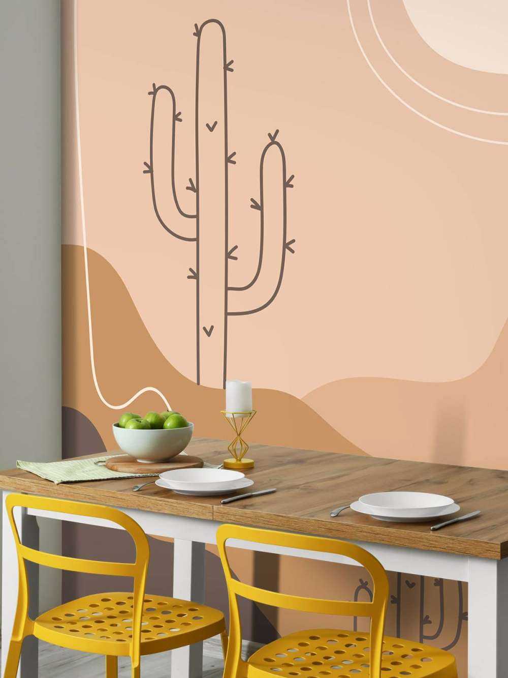 Abstracte cactussen en bergen