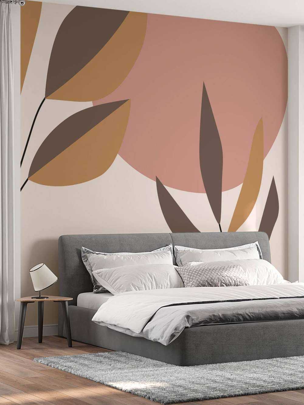 Roze cirkel met planten