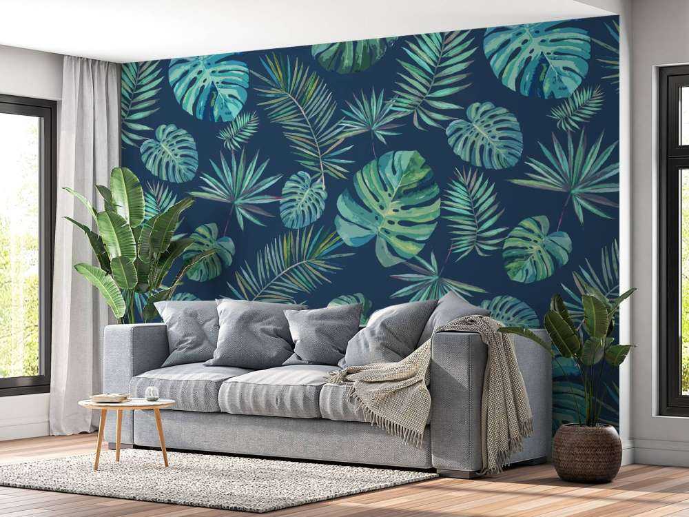 Palm leaves and monstera