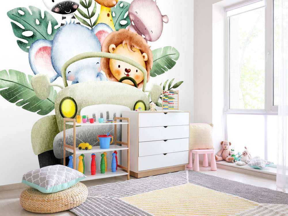 Safari animals in jeep