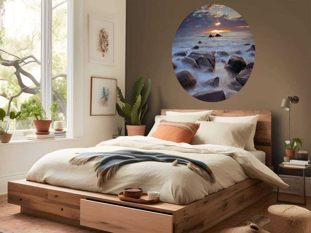 Sunset over a rocky coast