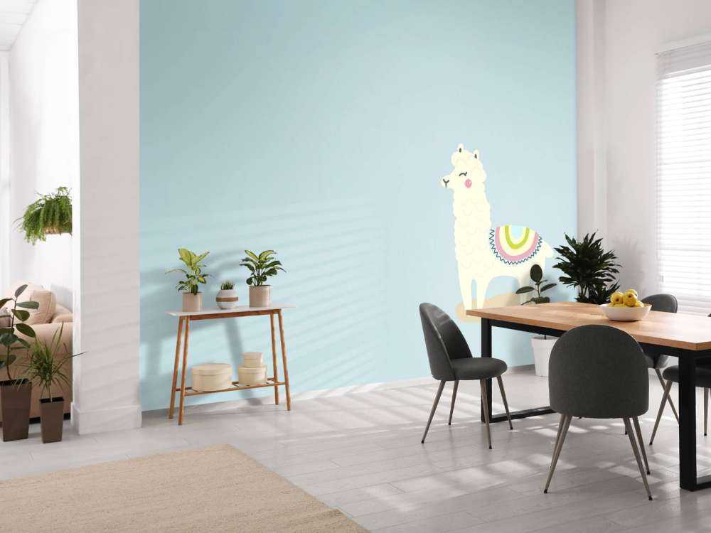 Alpaca design met een blauwe achtergrond