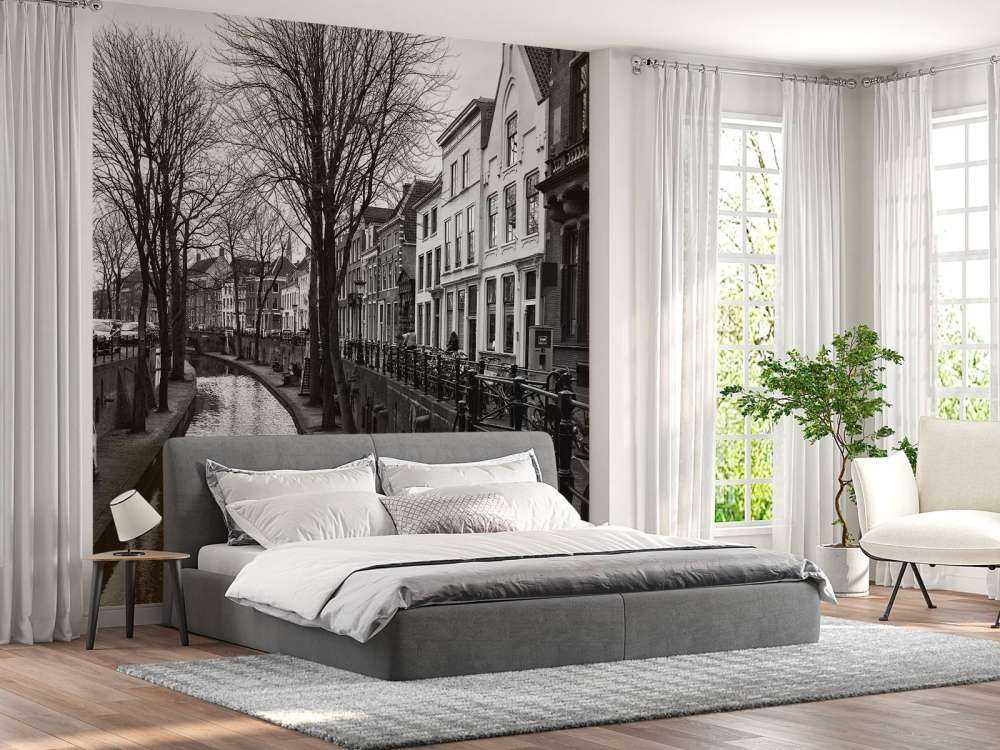 Utrechtse gracht in zwart-wit