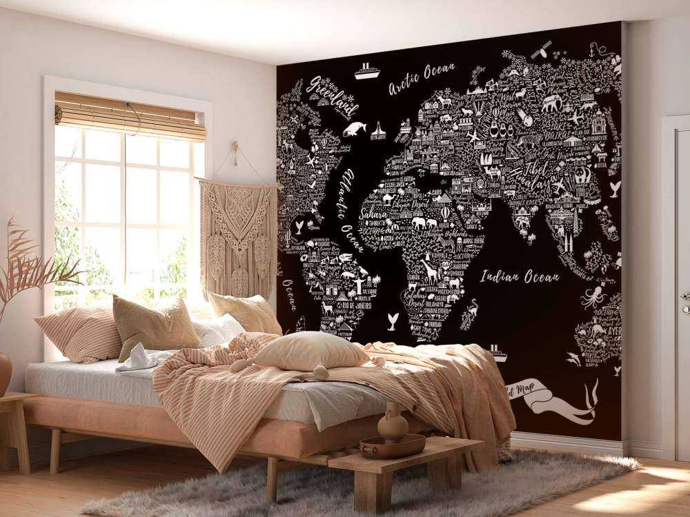 Zwart-wit wereldkaart