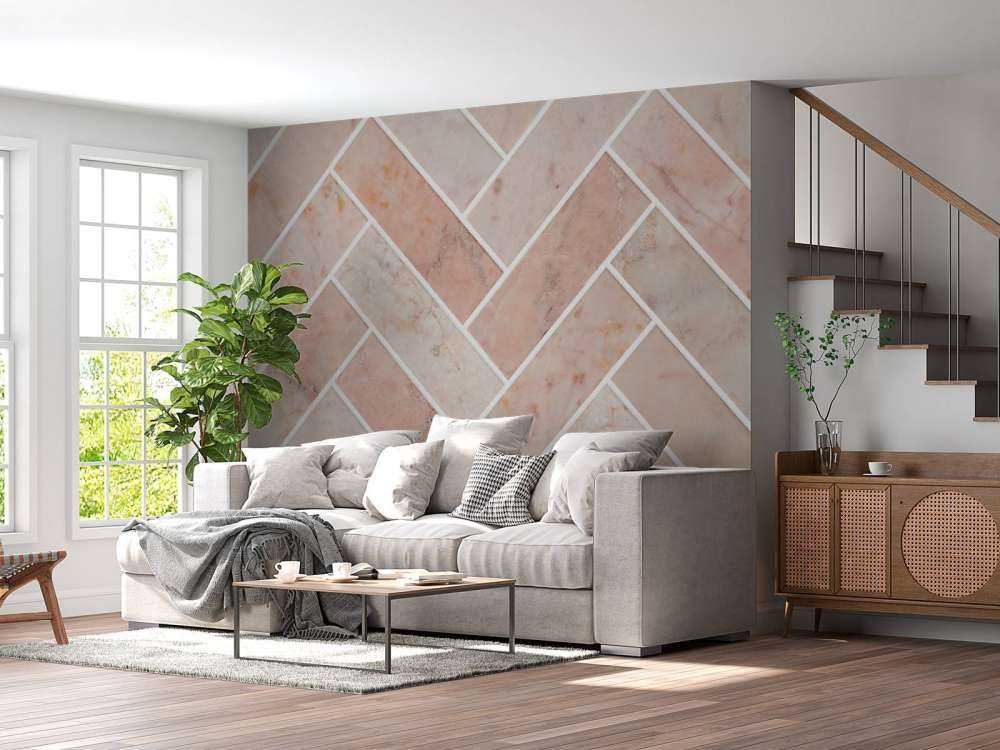 Pink marble herringbone