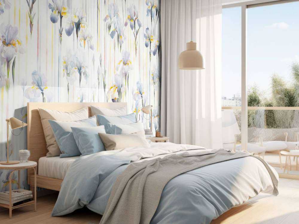 Irises and Stripes Seamless Blue