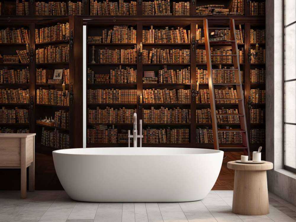 Secret library with hidden door