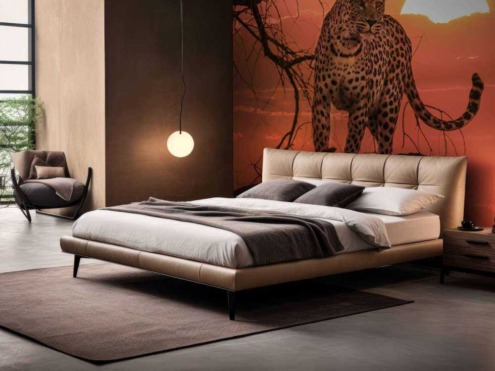 Leopard with setting sun