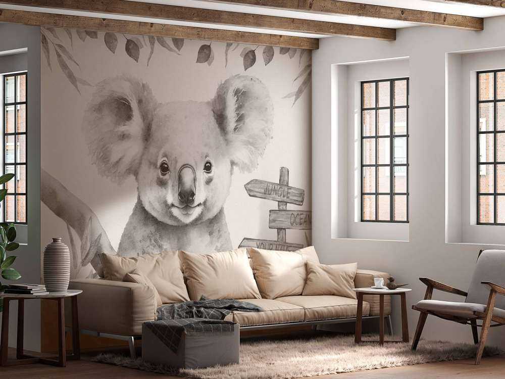 Baby koala in the jungle beige