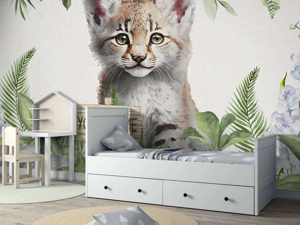 Baby lynx in the jungle