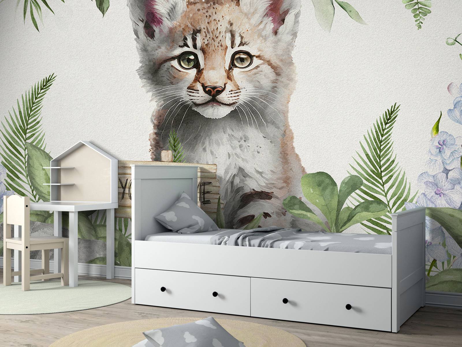 Baby lynx in the jungle