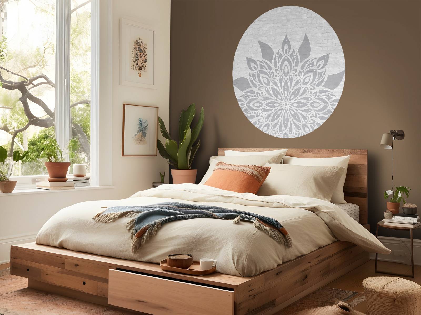 Light gray Mandala On Brick