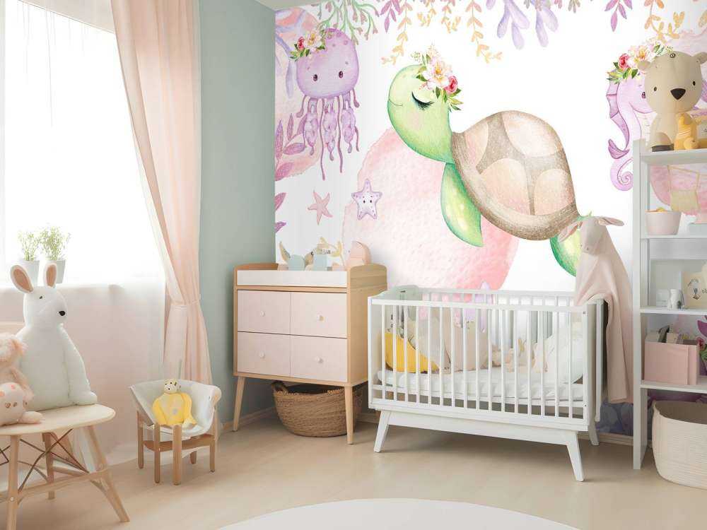 Pink sea floor baby room