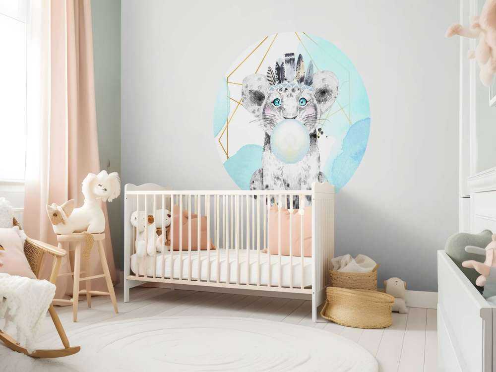 Indian lion cub with bubble gum bell